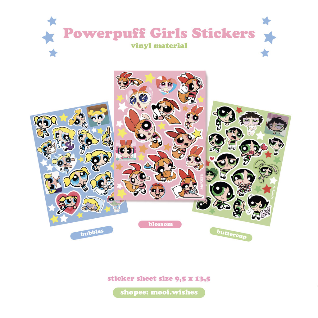 

Powerpuff Girls Sticker Sheet Deco Phone Laptop Journaling Penpal
