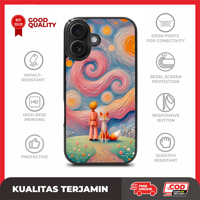 Casing Case iPhone 16 15 14 13 12 11 XR XS X 8 7 6 5 Pro Max Mini Plus SE 4 Foxy Art Starry AE3465 H