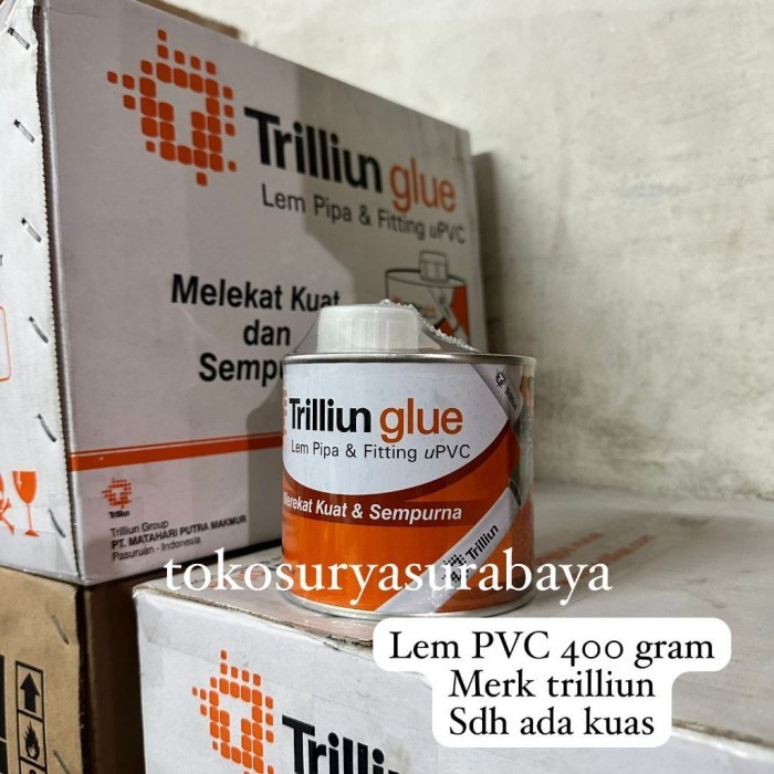 }}}}}}] Kuas + Lem PVC Kaleng Trilliun 400 gram - Lem Kaleng Lem Pipa PVC Lem Pipa