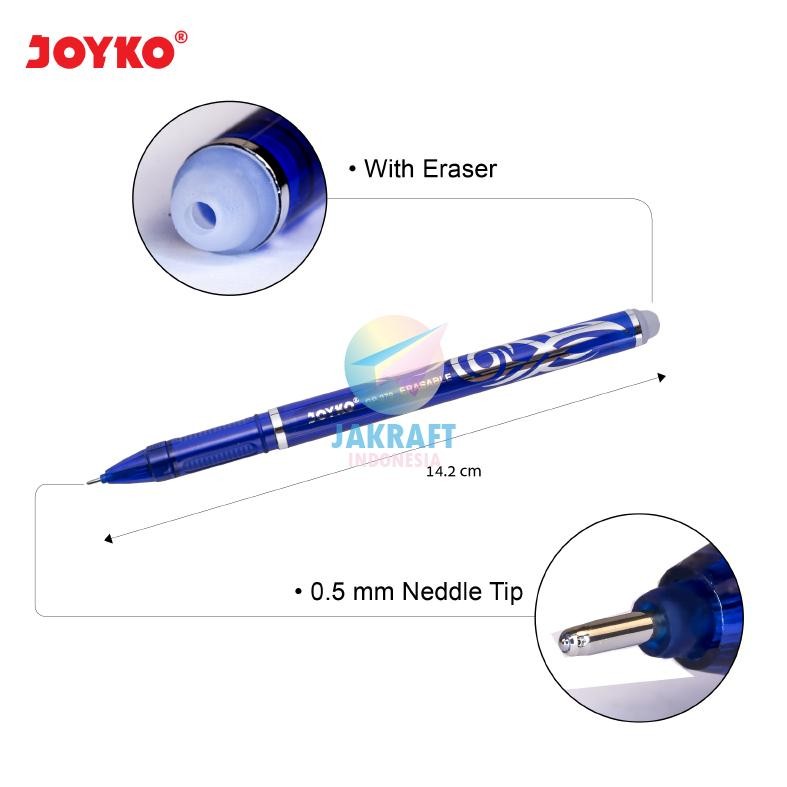 

Terlaris! (12 Pcs) GROSIR Pulpen Erasable Gel Pen Ujung Tajam JOYKO GP-279 SHOKYO Hitam Black / Biru Blue Tebal 0.5 mm Needle Tip Bolpen Bisa Dihapus | PACK Murah