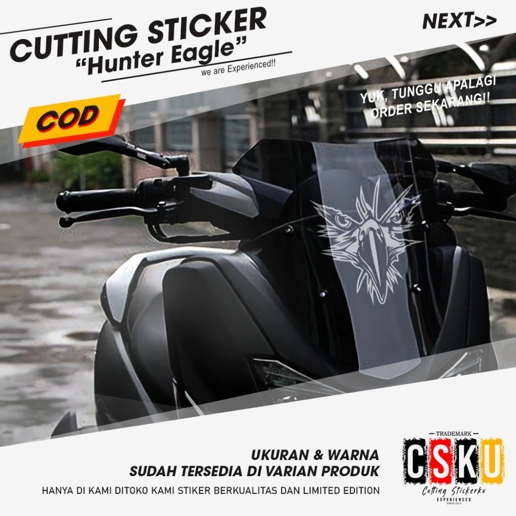 Cutting Stiker Hunter Eagle Variasi Motor Mobil Sticker Kaca Helm Bogo Hewan Keren