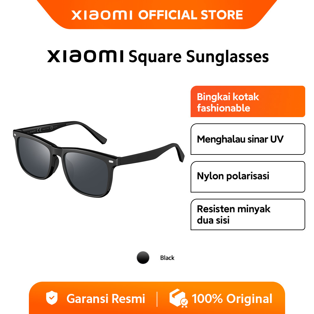 Xiaomi Square Sunglasses | Bingkai Kotak Fashionable | Menghalau Sinar UV | Nylon Polarisasi | Resis