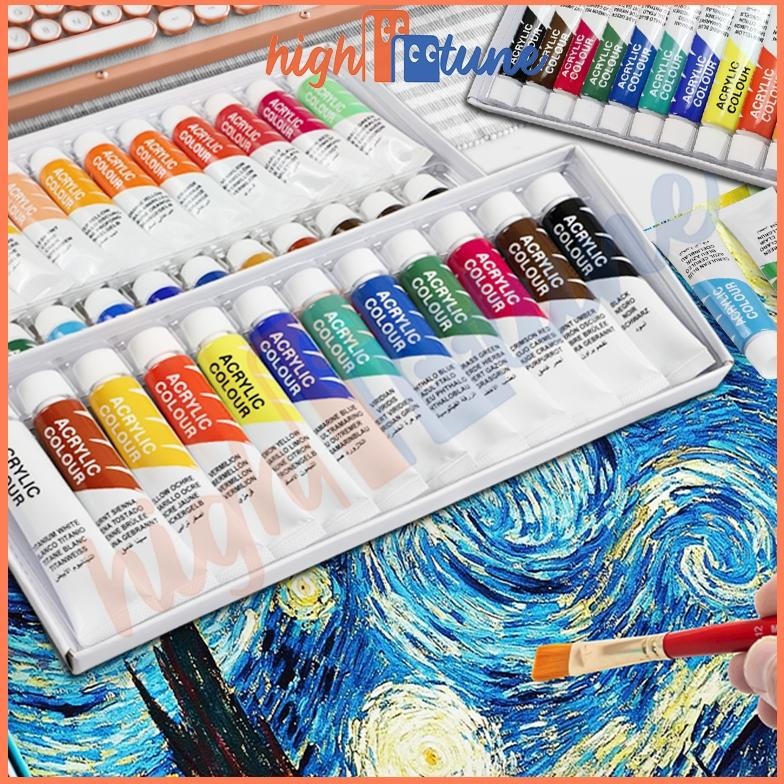 

qw-45 Hightune Cat Akrilik Set 12/24 Warna 10ml Acrylic Paint Color Set Painting Lukis Kanvas Berkualitas
