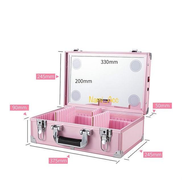 Tas Makeup Mua Kaca Lampu Led Facebox Beautycase Kosmetik Kotak Make U