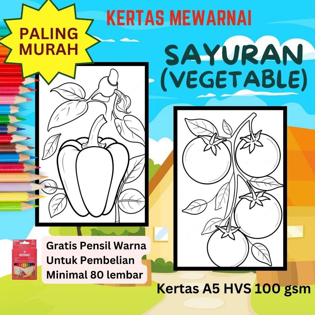 

Bahan Terbaik Kertas Mewarnai / Tema Sayuran / Buku Gambar Mewarnai Ukuran A5 / Coloring Book / Untuk Tk Sd Smp Paling Laris