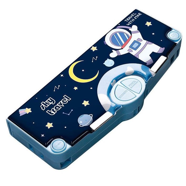 

fh-46 PuluzKotak Pensil Multifungsi Motif Unicorn / Dinosaurus / Astronot Untuk Anak Lengkap Peruncing Gunting Isolasi Penghapus Penggaris Hemat