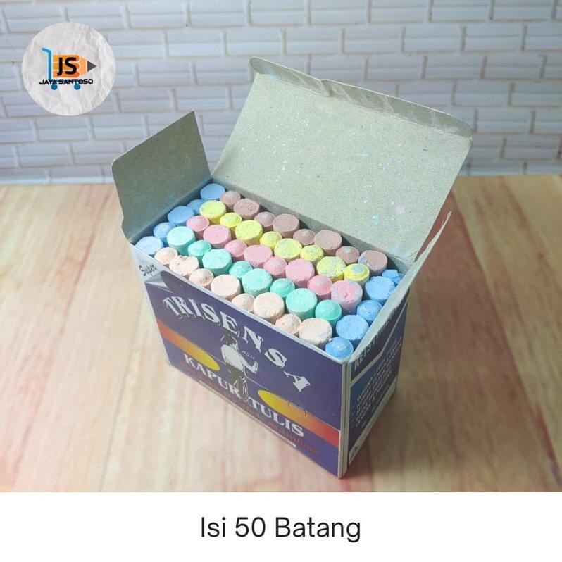 

Ready Order Terlaris (50 Batang ) Kapur Tulis Warna Warni / Putih Trisensa Bahan Terbaik Premium