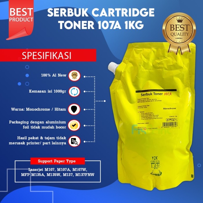 Serbuk Bubuk Toner 1kg HP 107A W1107A Printer M107 M107A M107W M135A