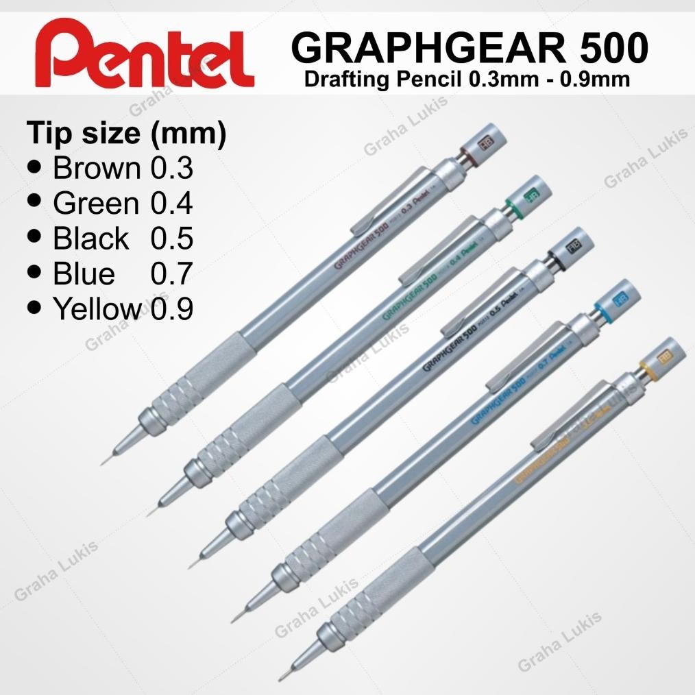 

PK32 Pentel Graph Gear 500 Drafting Pencil 0.3 /0.5 / 0.7 / 0.9 mm Murah
