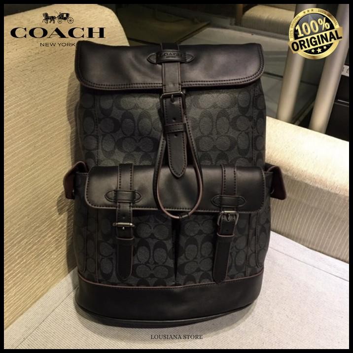 Coach Hudson Backpack In Signature Canvas Black Copper Finish