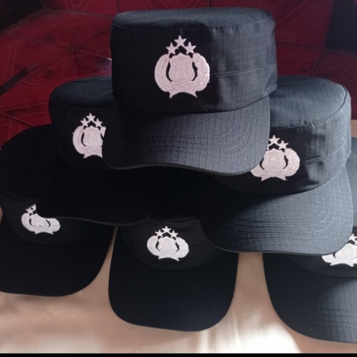 Auliya Topi Pet Komando Polri Bintara Bahan Ripstok Bordir Timbul Premium