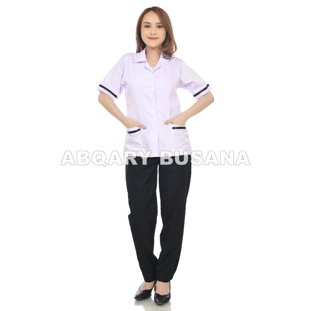VD08 Kemeja PDH Putih Wanita Lengan Pendek Tebal - Baju Dinas PNS/Perawat/Bidan - Atasan Kerja Forma