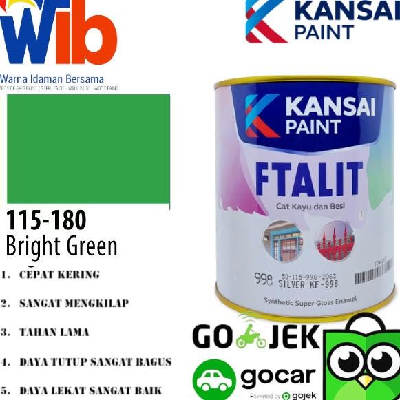 Ready Kansai Ftalit Cat Besi & Kayu Gloss 1 Kg / Bright Green 115-180 Siap Kirim 