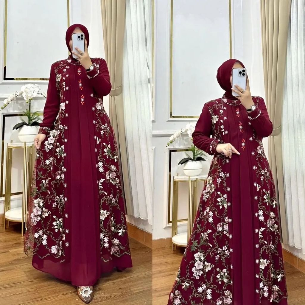 Gamis Remaja Busui Bumil Gamess 2In1 Terbaru 2024 1Set Dewasa Lebaran Maxydress Pakaian S M L Xl Xxl