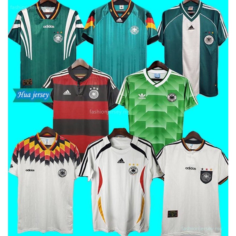 Jerman 1988 90 94 96 98 2004 06 14 jersey retro rumah Piala Dunia 1990 1994 1988 Jerman Retro Littba