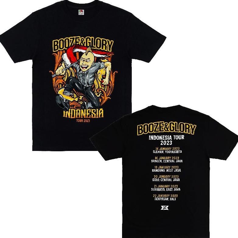 Terviral T-Shirt Booze And Glory Tour Indonesia 2023 New Kaos Band Booze And Glory