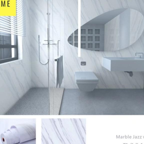 Wallr Dinding / Lantai Kamar Mandi 3D Motif Marmer Glossy Anti Air