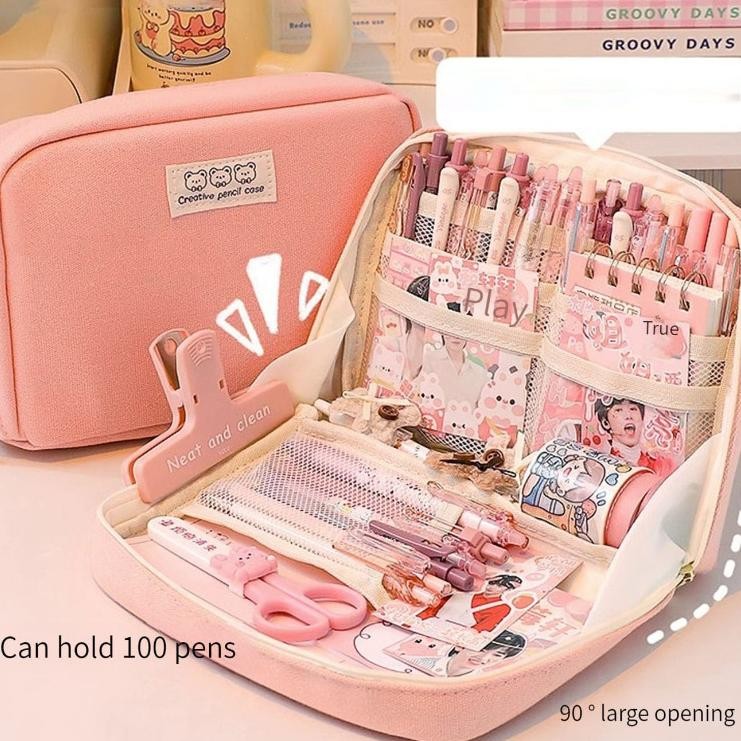 

fx-2 8-Layer Super Large Capacity Pencil Case Kawaii Canvas Pencil Box Pen Pouch Organizer for Girls Back to School Stationery Supplies Premium