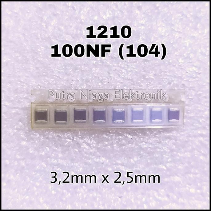 Terbaru (10) Kapasitor SMD 1210 100NF 100N 104 0.1uF Ukuran 3,2mm x 2,5mm putr4n Segera Beli