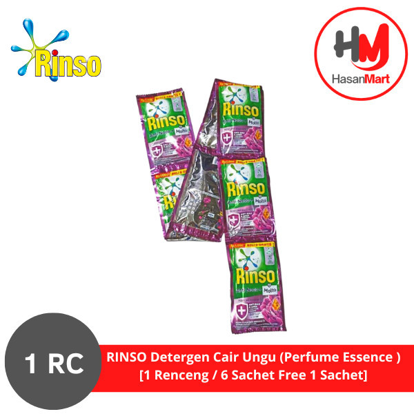 RINSO Detergen Cair Ungu (Perfume Essence ) [1 Renceng / 6 Sachet Free