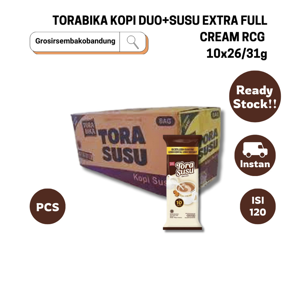 

TORABIKA KOPI DUO+SUSU EXTRA FULL CREAM RCG 10x26/31g - 1 Dus - Kota Bandung