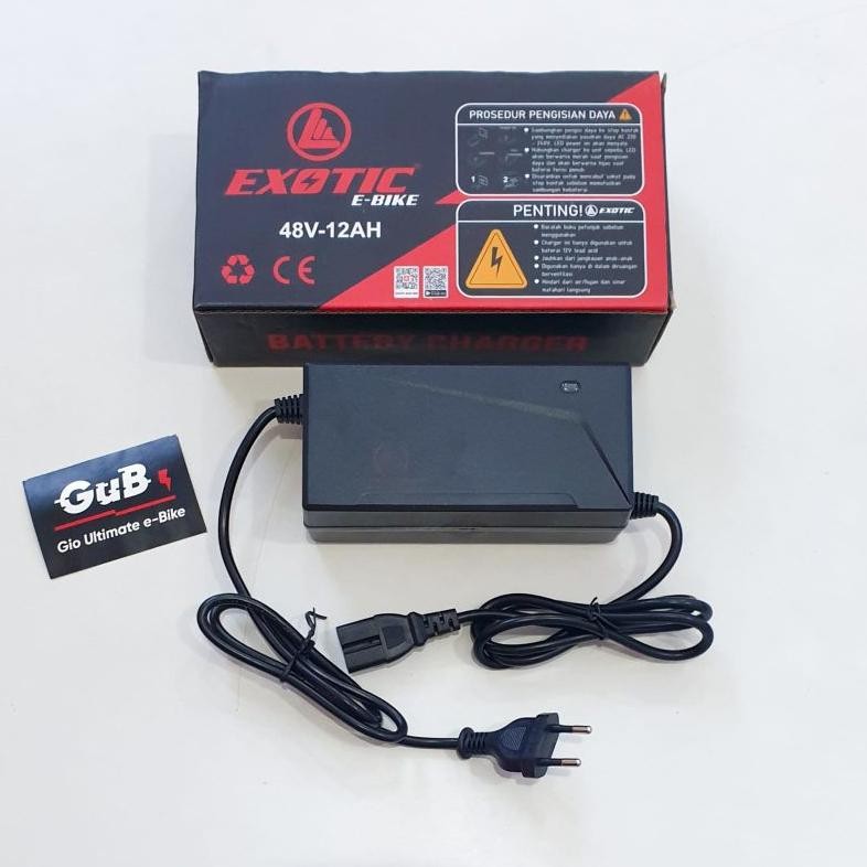 TERLARIS Charger Sepeda Listrik Exotic 48V 12AH Original / Cas Exotic Ebike 48V 12AH yt-