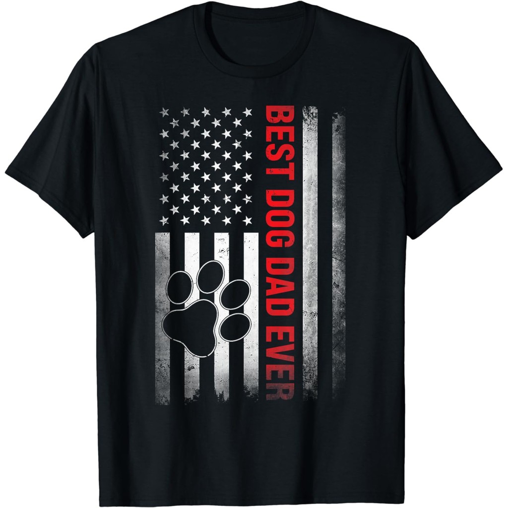 Tshirt Ayah Anjing Hari Ayah Lucu Pakaian Pria Tshirt Pakaian Liburan Keluarga Amerika Tshirt