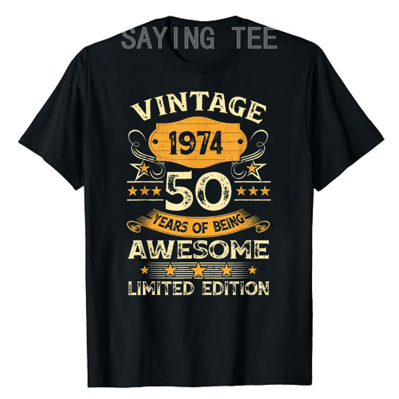 50 Tahun Hadiah Vintage 1974 Hadiah Ulang Tahun Ke-50 Kaos Keren Lahir Tahun 1974 Hadiah Ayah Suami 