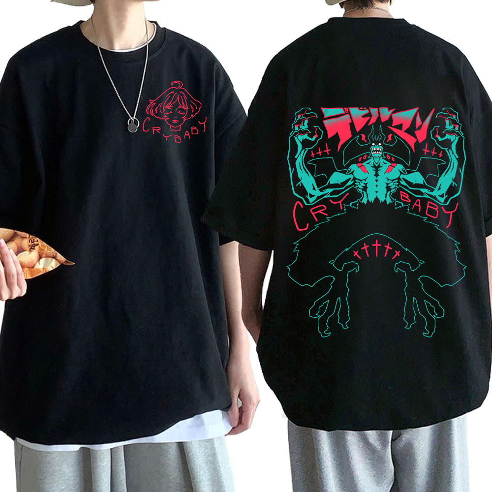 Anime Devilman Crybaby Kaos Dua Sisi Kaos Harajuku Streetwear