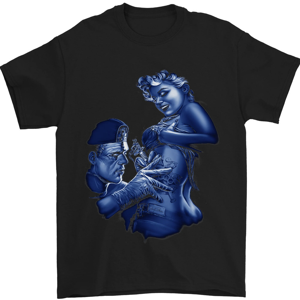 Frankenstein Tato Marilyn Halloween Kaos Pria