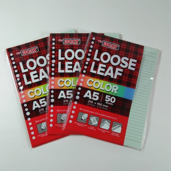 

Amberela - [Pak] Loose Leaf Big Boss Rainbow Color A5 - 50 / Isi Binder / Kertas