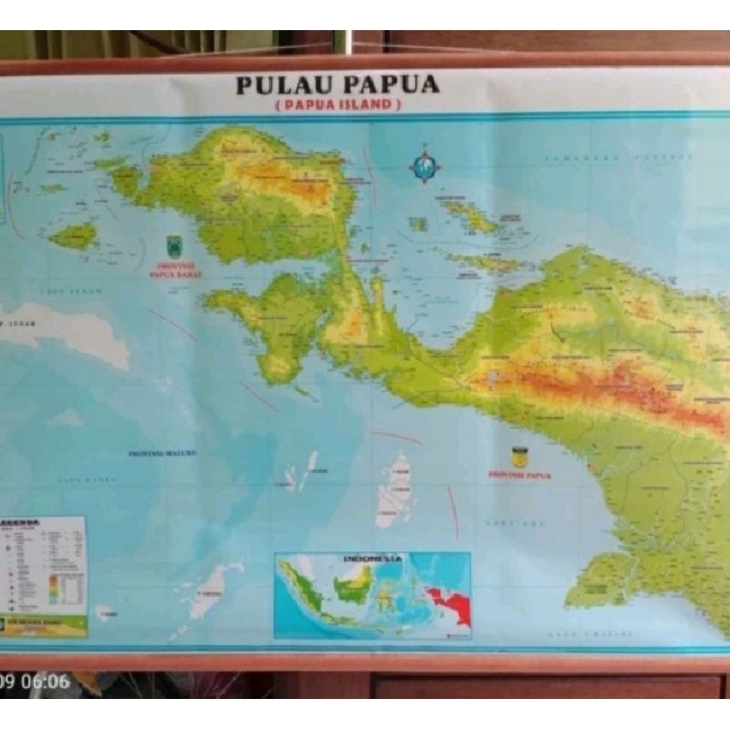 

Peta Bingkai Pulau Papua Terbaru 6 Provinsi Ukuran Besar