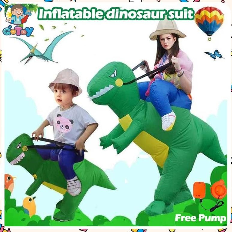 Kostum Dino Pesta Cosplay Kostum Dinosaurus Anak Halloween Ultah Badut Lucu Ultah Inflatable Karnava