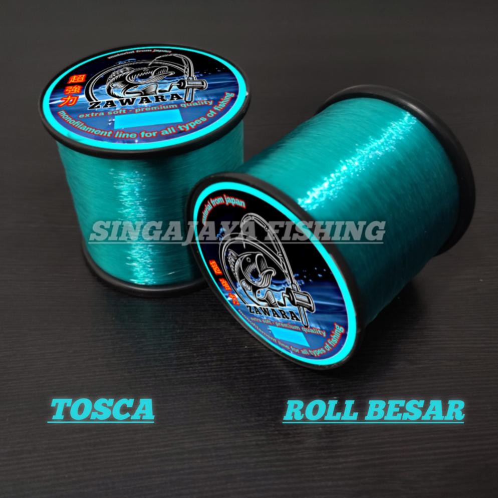 Promo Senar Pancing Zawara Kecil Super Kuat Anti Keriting Panjang 1800Meter Warna Tosca Bahan Nilon 