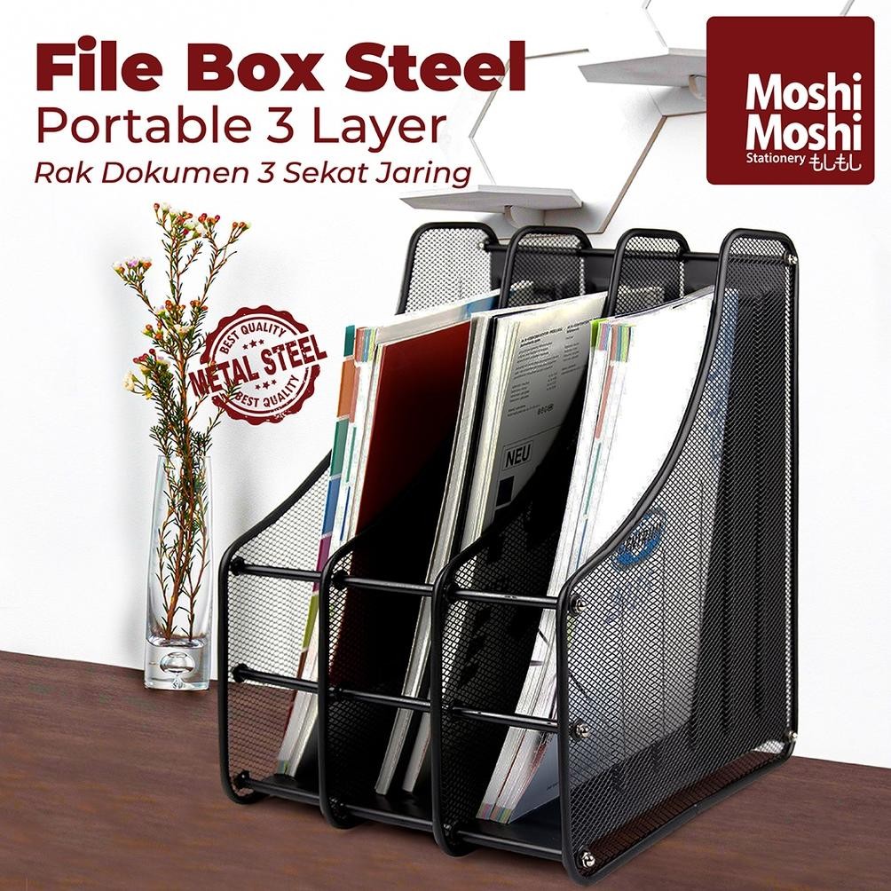 

COD File Box Foldable Steel 3 Layer Rak Penyimpanan Dokumen 3 Sekat Jaring Besi io-98