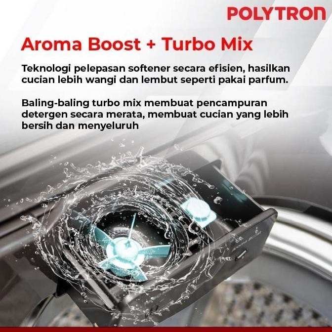 POLYTRON Mesin Cuci 1 Tabung Zeromatic Laguna Hijab 10 KG PAW 1028