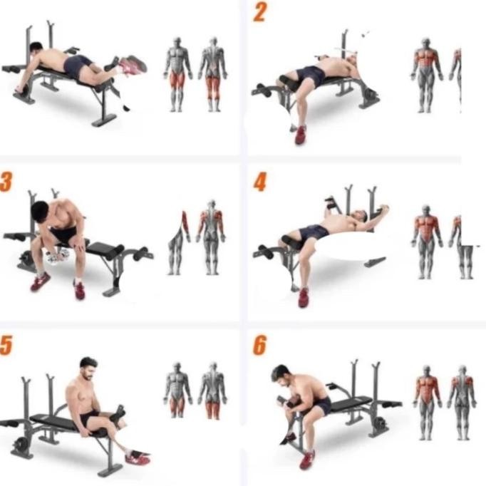 Fitness Station Multifungsi Adjustable Sit Up Exercise Weight Bench Press Body Building Rig Home Gym