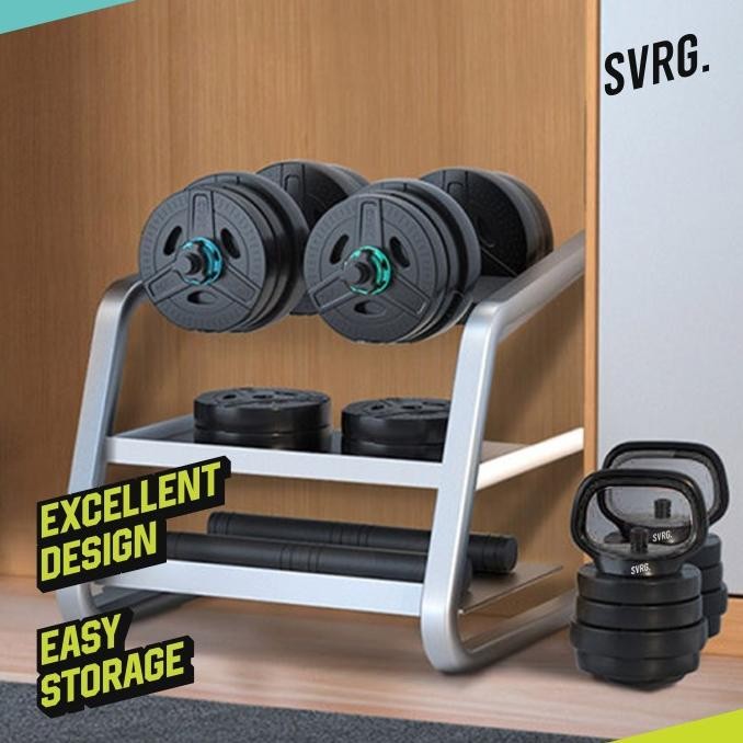Svarga Adjustable Barbell 6 in 1 - Dumbbell - Kettlebell - Barbel 30kg