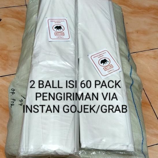 Plastik Sampah Putih Susu Uk 90X120 Trash Bag Kantong Plastik ( 2 Ball Isi 60 Pa)
