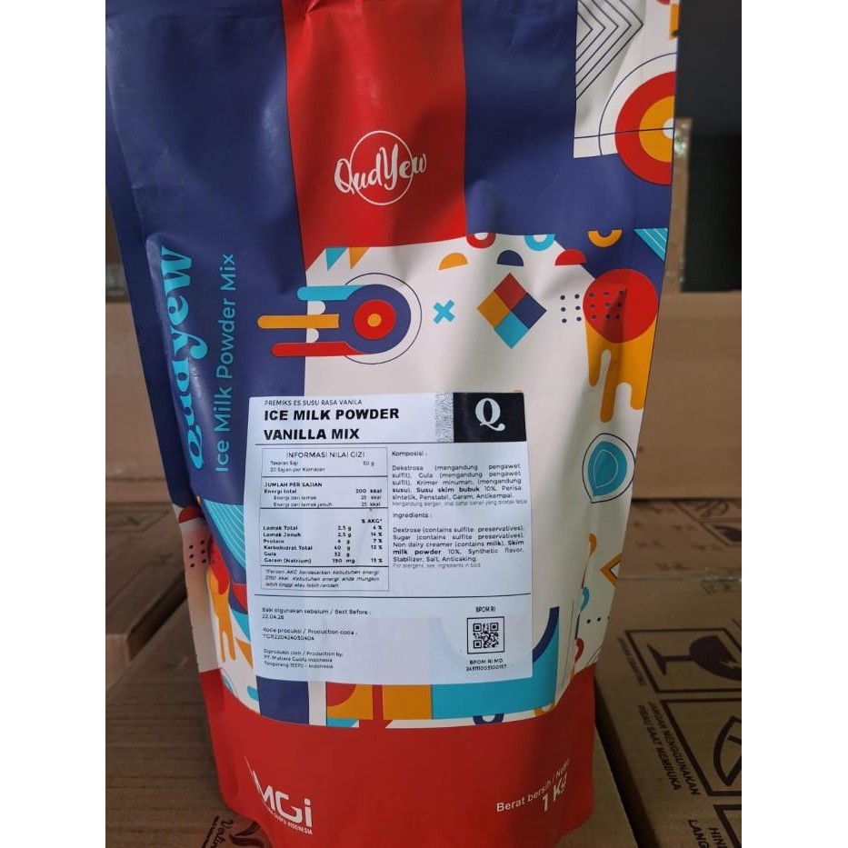 Soft Ice Cream Qudyew Powder/bubuk Es krim halal murah grosir -vanilla