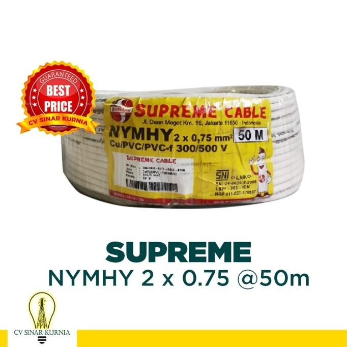 Kabel Listrik NYMHY 2x0.75 mm 2x0,75 SUPREME| SUPREME Kabel NYMHY| 50M sinarkuuu
