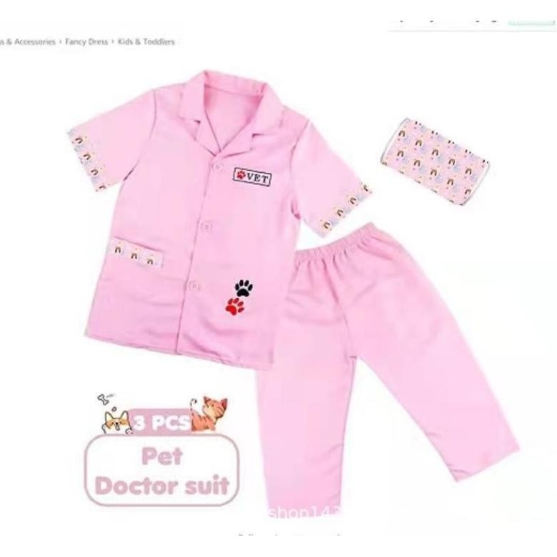 Baju Profesi Kostum Dokter Hewan Vet Anak Perempuan Laki Laki TK Paud