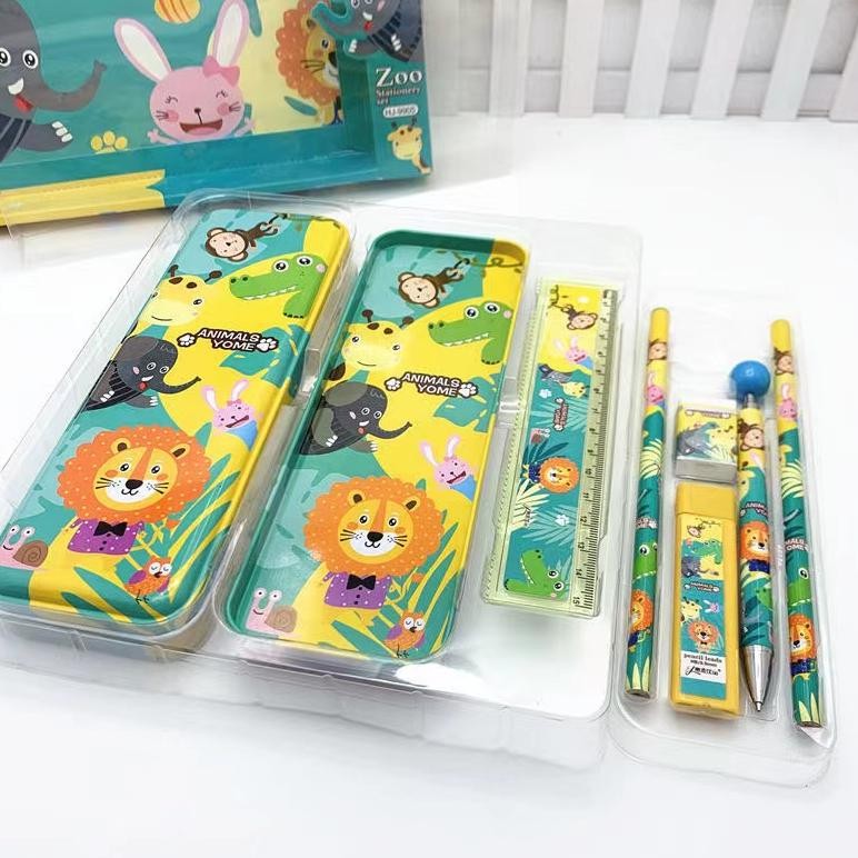 

uj-53 Kotak Pensil Anak Set 7In1 Stationery Untuk Hadiah Anak / Sekolah / Kotak Pensil Karakter Murah / Alat Tulis Sale