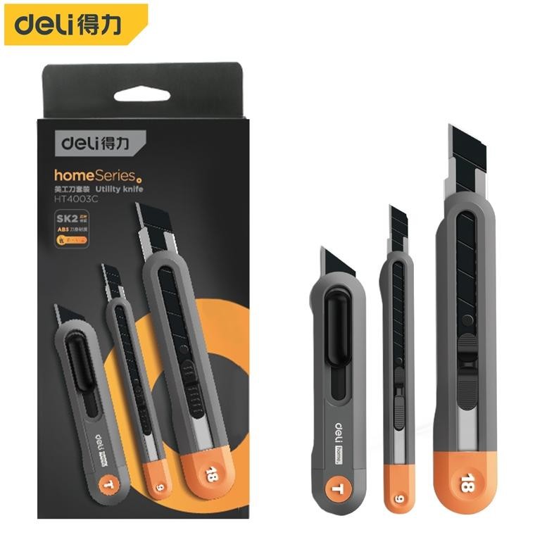 

ad-56 Deli Tools Home Series Art Utility Knife Sets 3Pcs Cutter SK2 Blade ABS / HT4003/HT4003C/HT4003L Original