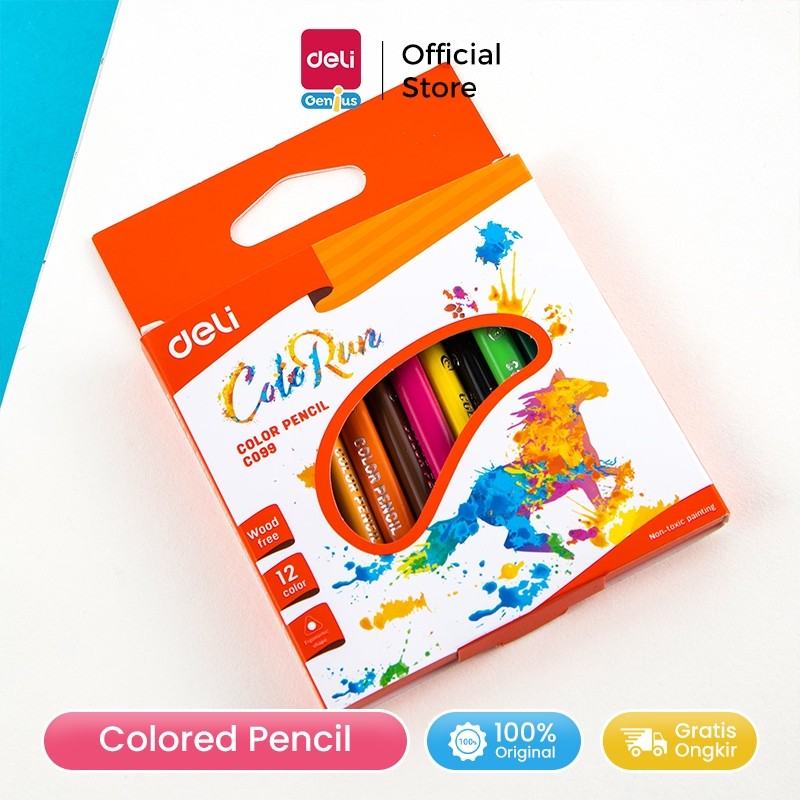 

Deli Coloring Pencil / Pensil Warna 12 Warna Mini Triangular Wood-Free Ramah Lingkungan EC09900