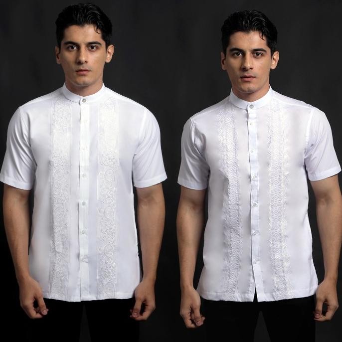Casella Baju Koko Pria Lengan Pendek | Baju Koko Putih Ibrahim