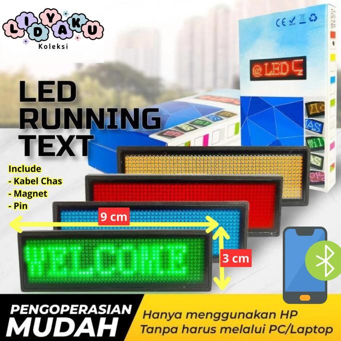 

TERBARU - LED PAPAN NAMA BERJALAN/LED Badge/Nametag LED/Bluetooth Android IOS