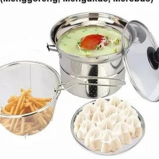 Panci 3 In 1 Panci Ggorengan Kentang Cooking Pot 3 In 1