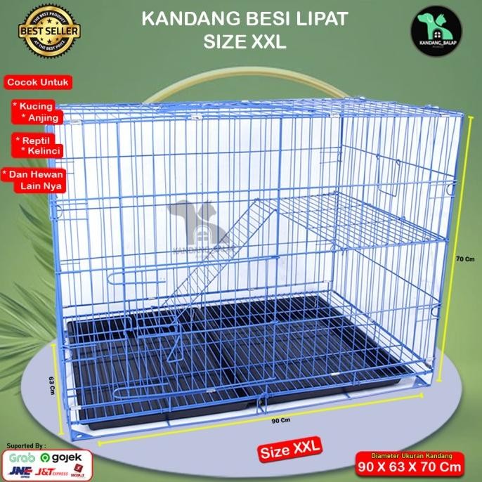 Kandang Besi Lipat Size Xxl Jumbo Tebal Untuk Kucing Anjing Dll