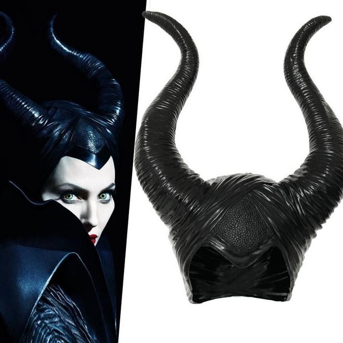 DFR topeng halloween latex wanita maleficent party devil demon horn mask TERLARIS